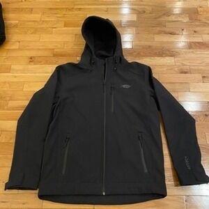 AFCD AFTECH Mens Black Full Zip Hooded Softshell Jacket Water Resistant Size Med